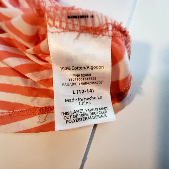 Time & Tru Womens Sleeveless Orange & White Striped Tank Top Size Large (12-14) - Picture 7 of 8